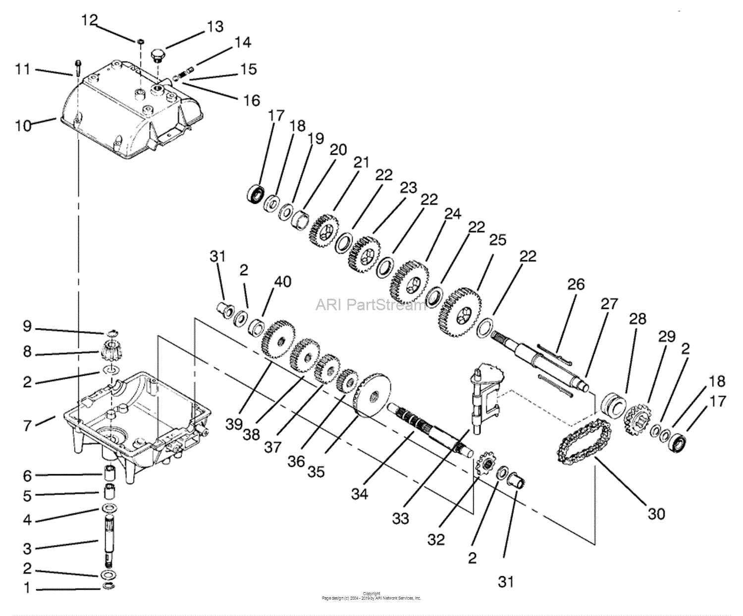 peerless 2300 transaxle parts diagram