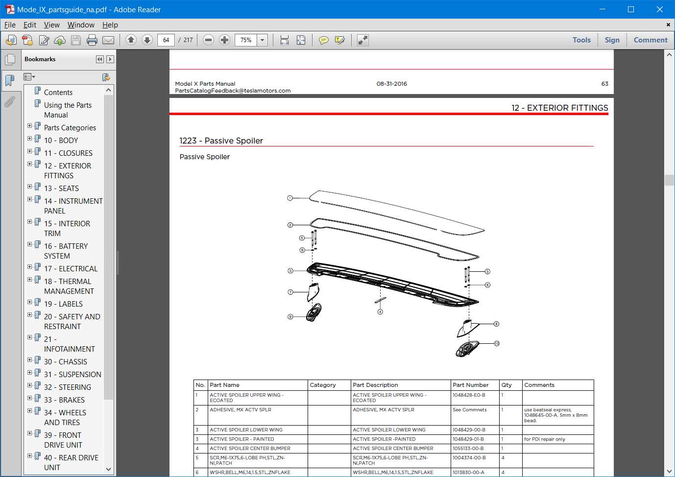 tesla model x parts diagram