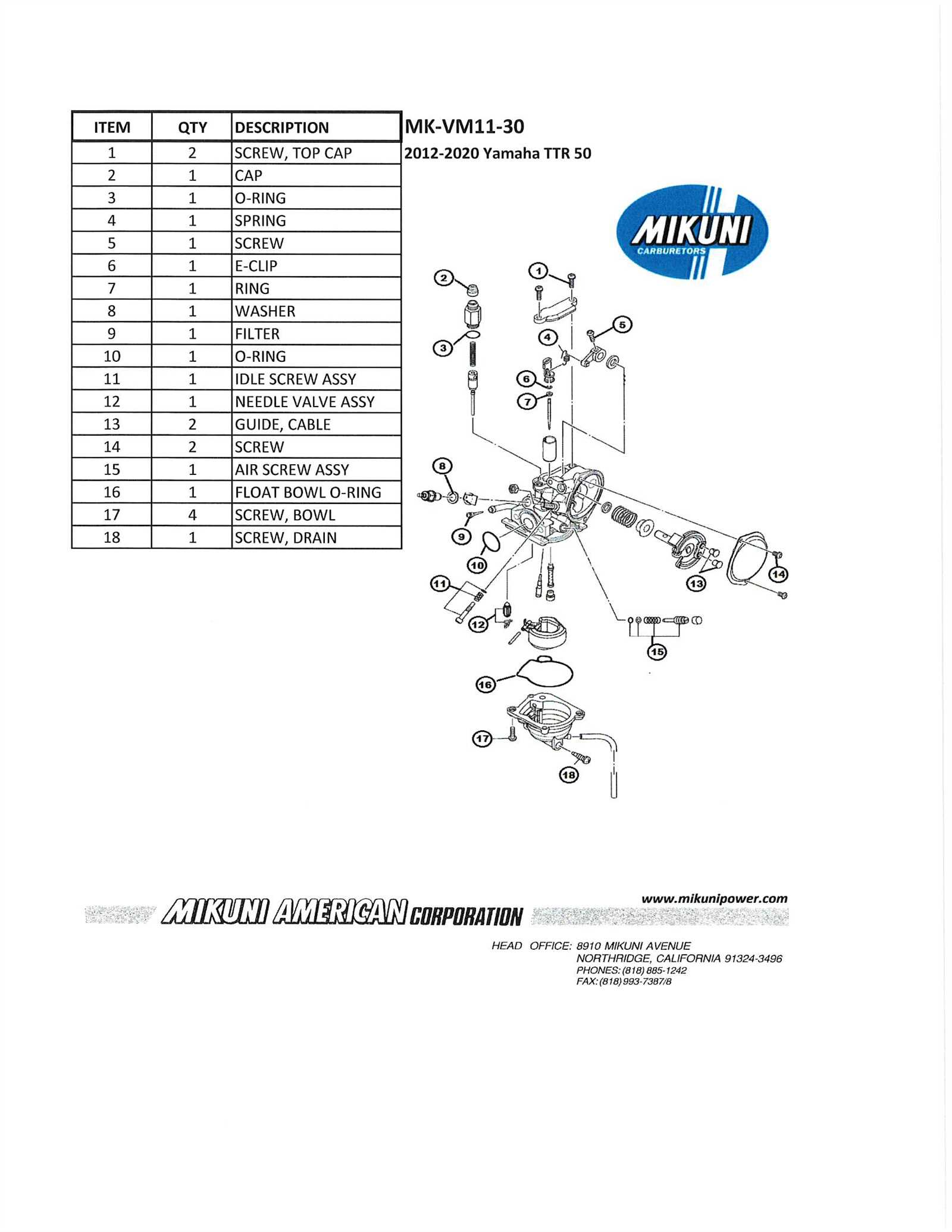 ttr50 parts diagram