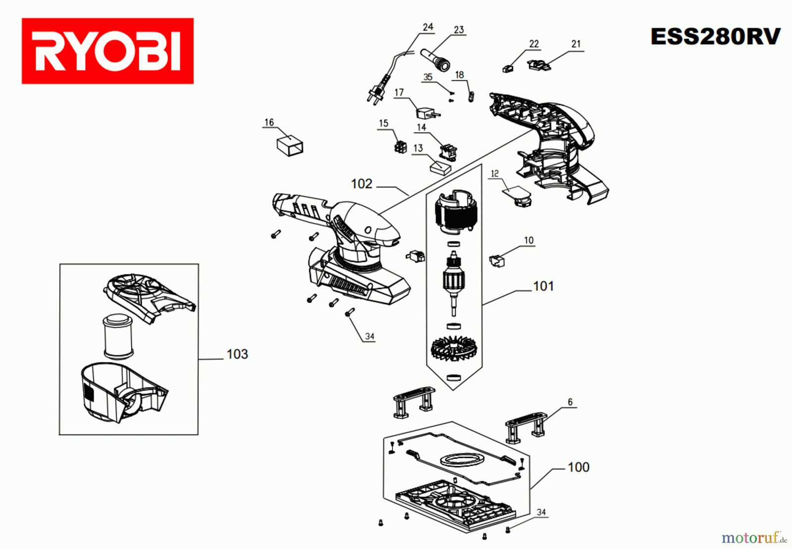 ryobi orbital sander parts diagram