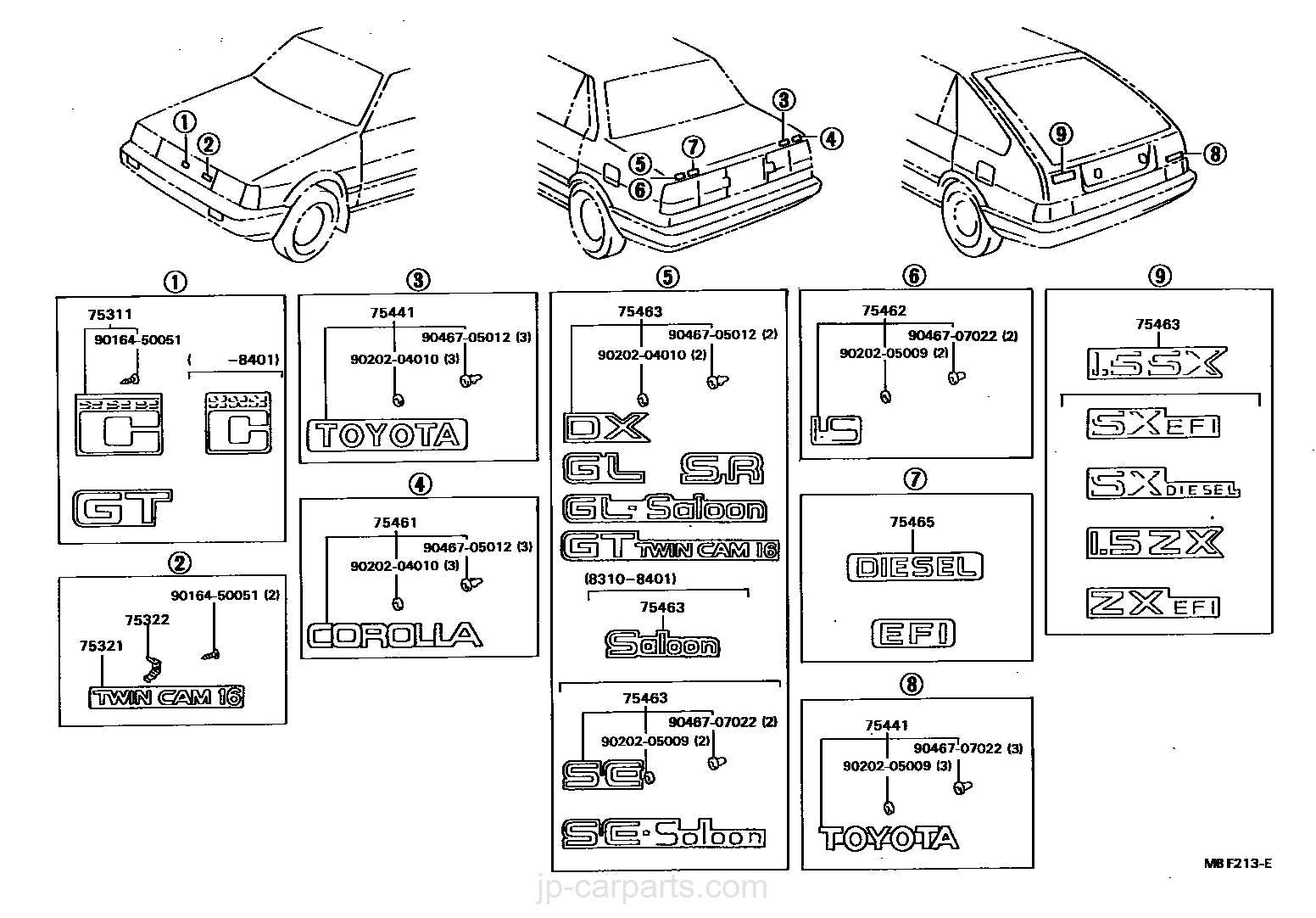 toyota corolla interior parts diagram