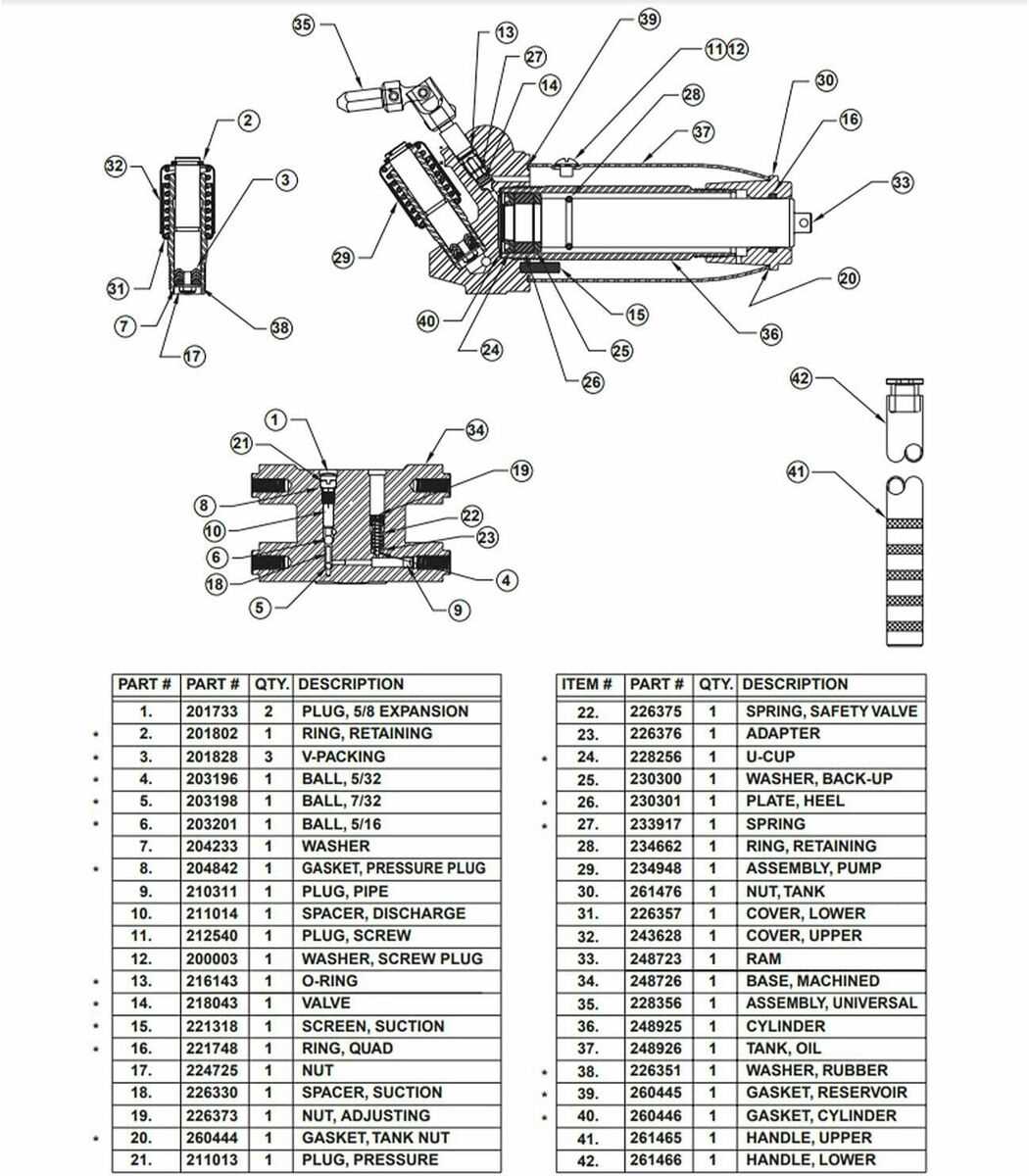 floor jack parts diagram