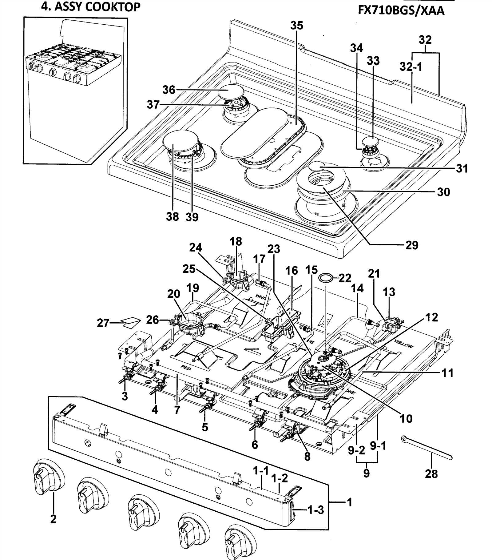 gas range parts diagram