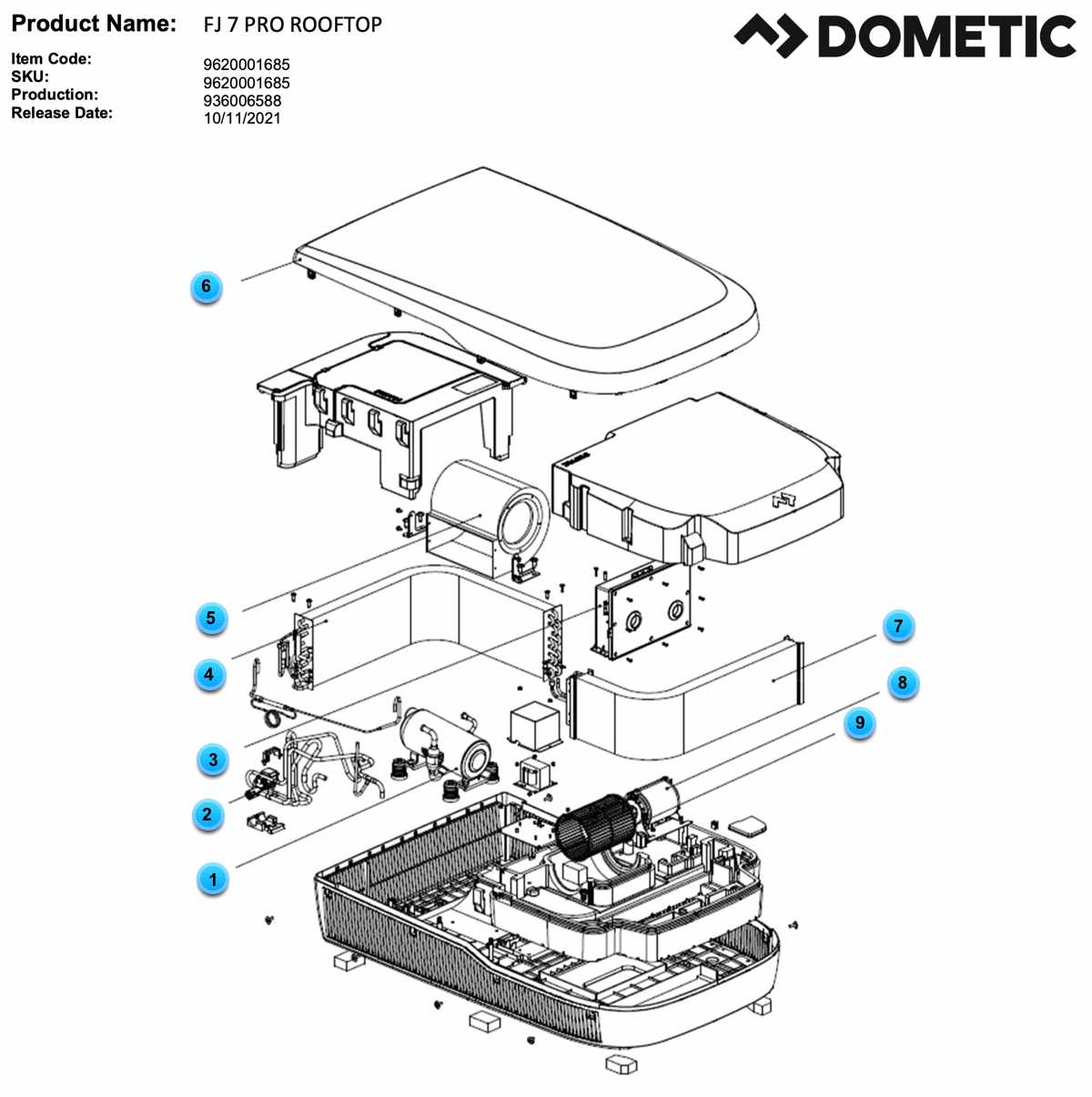 dometic rv air conditioner parts diagram