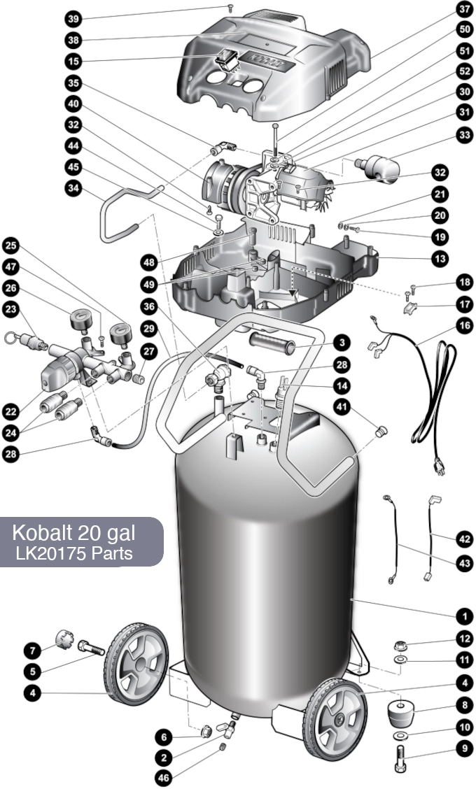 husky air compressor parts diagram