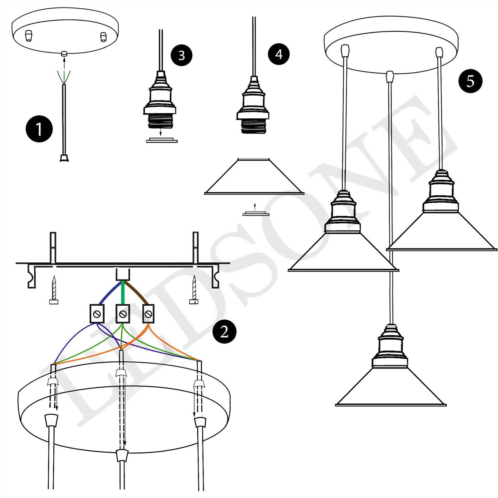 ceiling light fixture parts diagram