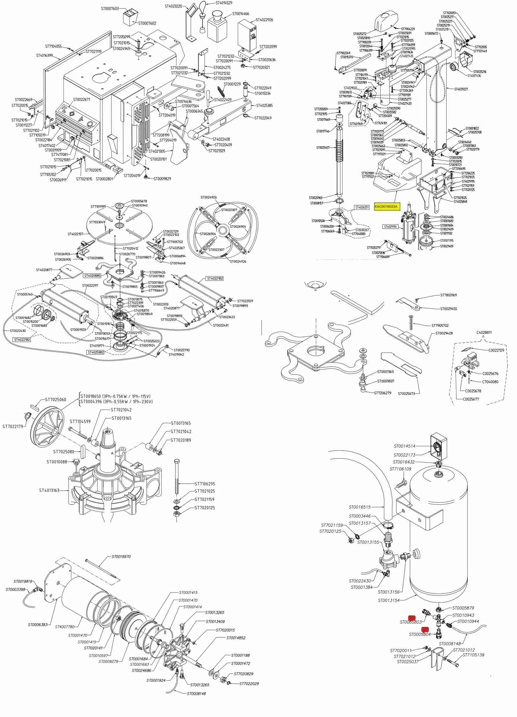 corghi tire machine parts diagram