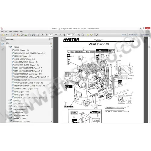 hydraulic hyster forklift parts diagram