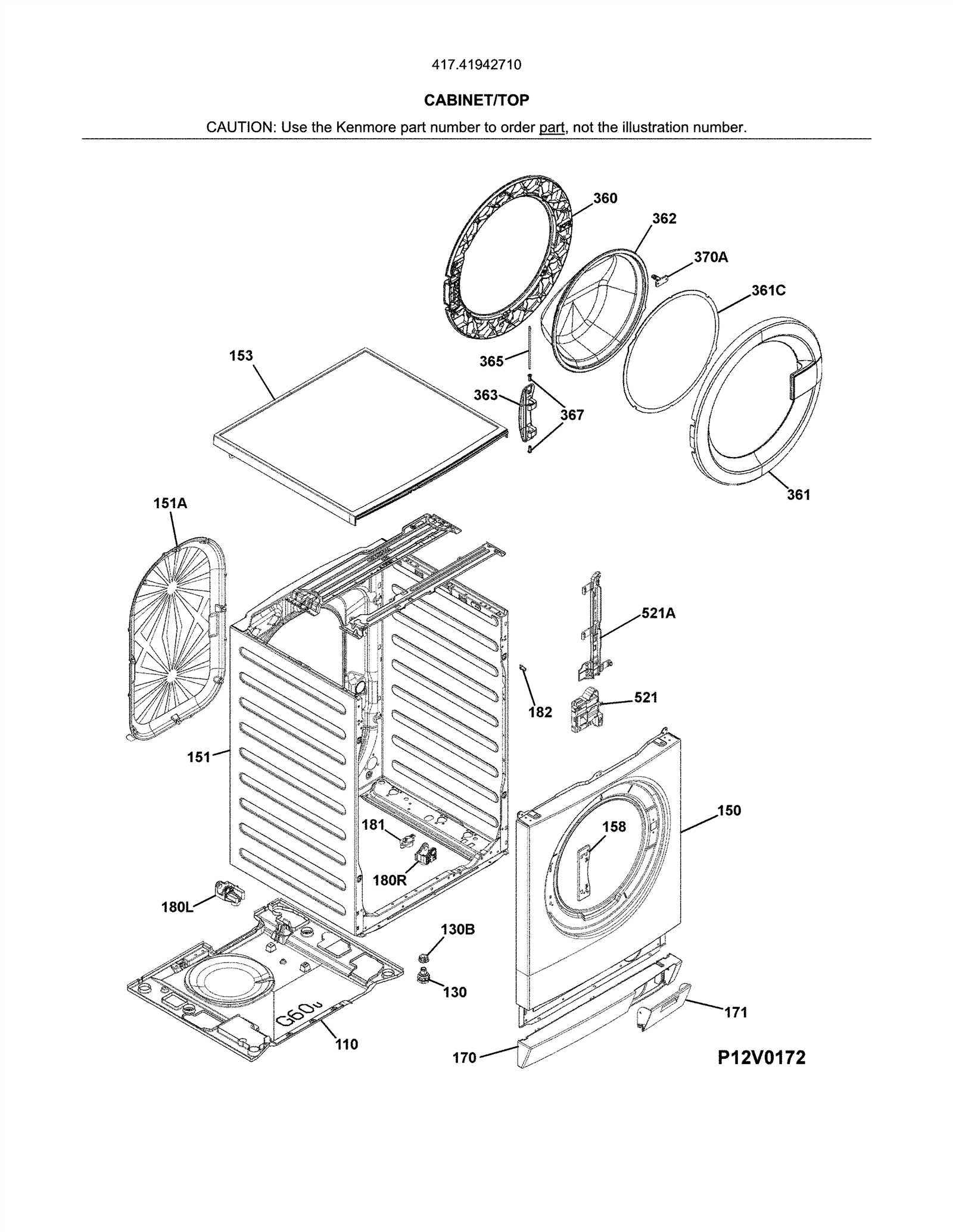 kenmore model 110 parts diagram