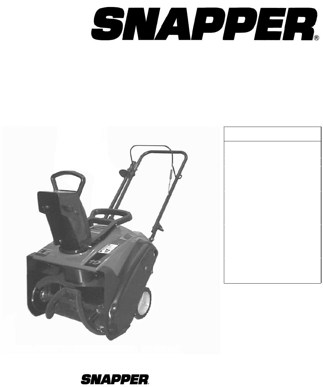 snapper snow blower parts diagram