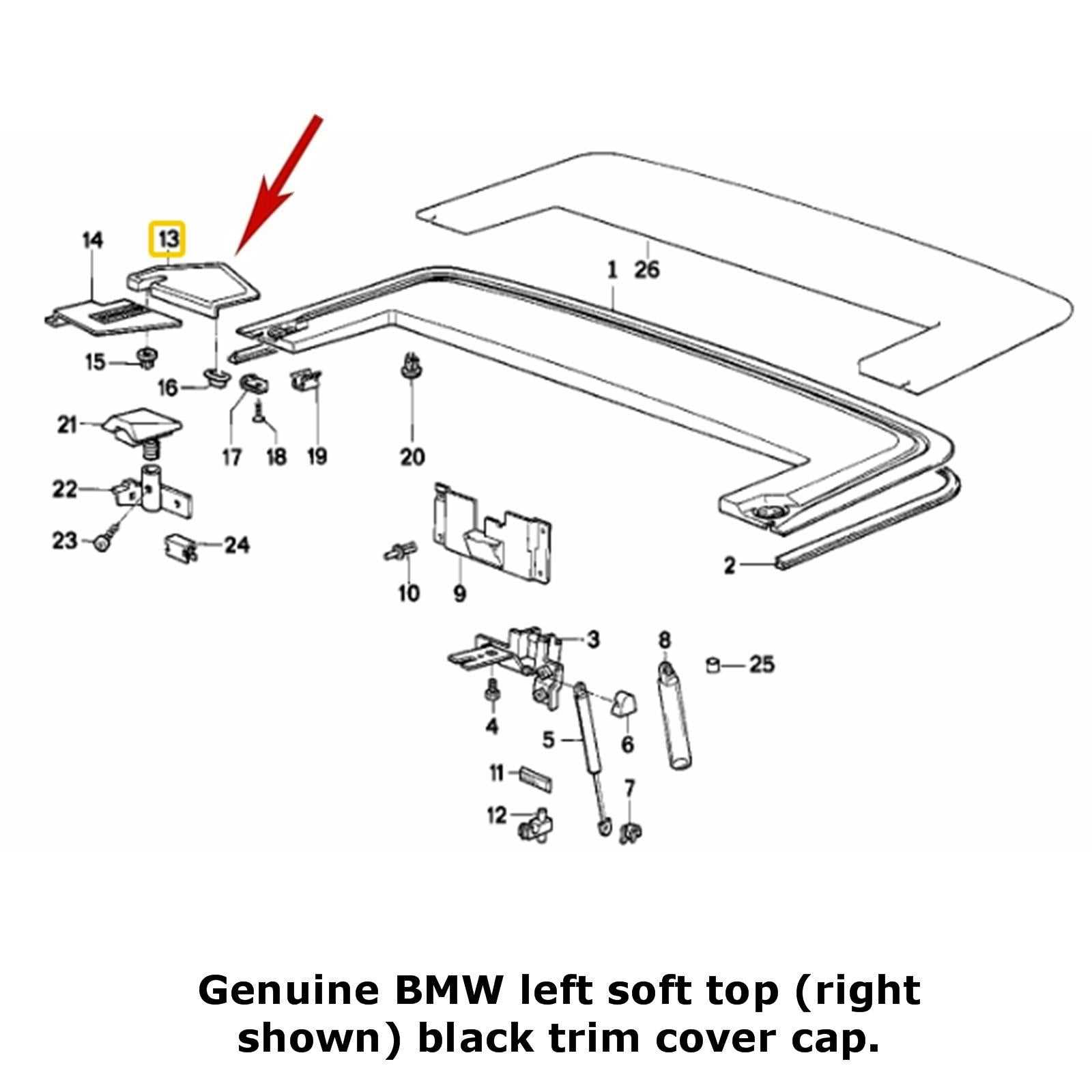 bmw e36 convertible top parts diagram