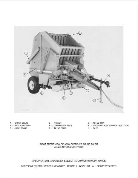 john deere baler parts diagram