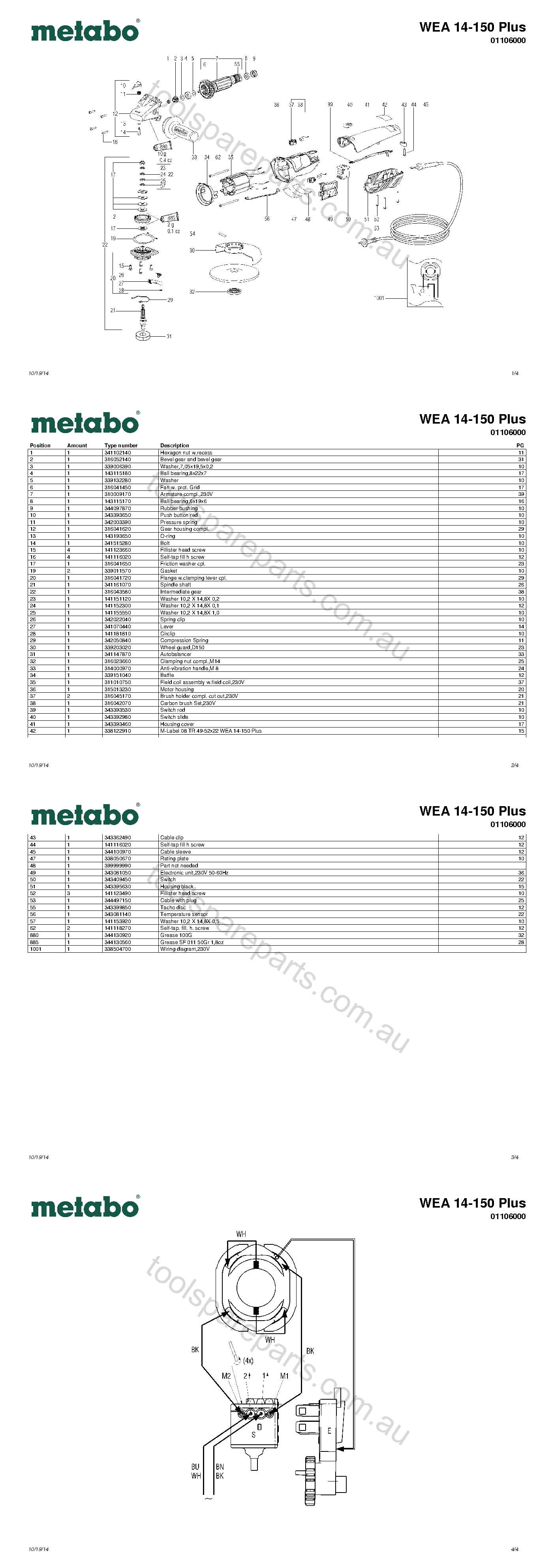 metabo we14 150 quick parts diagram