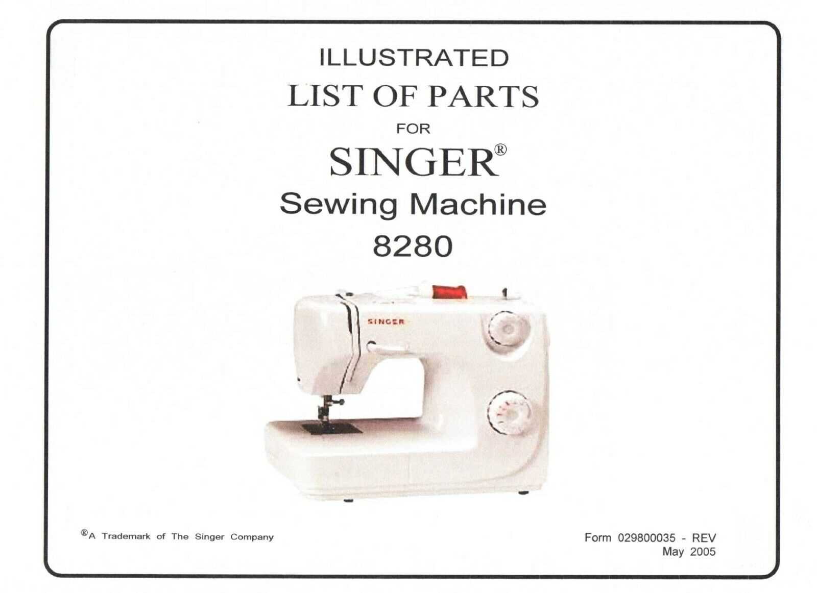 singer 8280 parts diagram