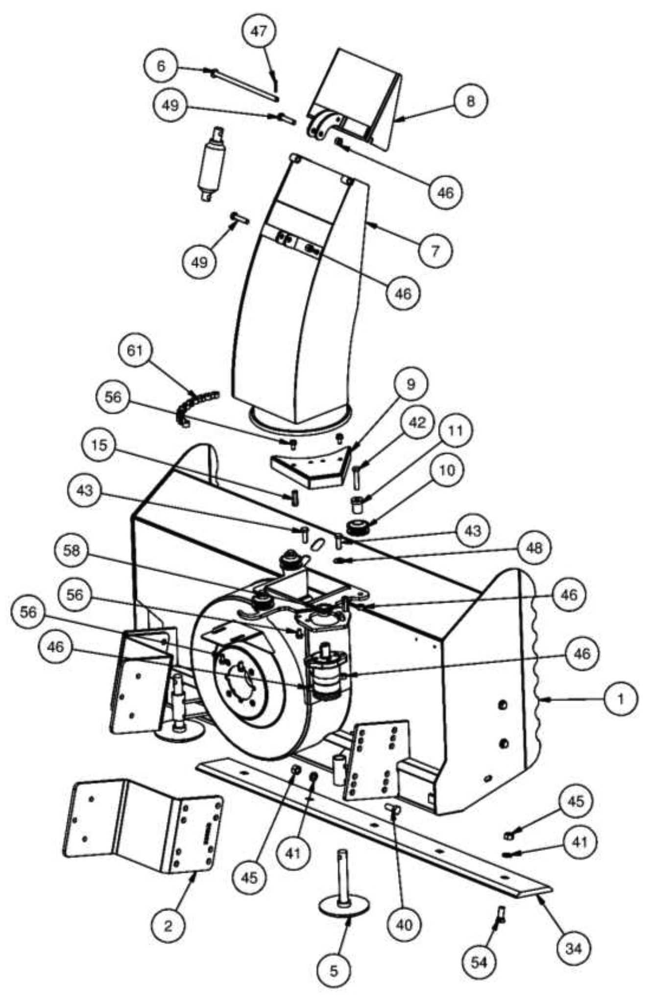 john deere 54 inch snow blower parts diagram