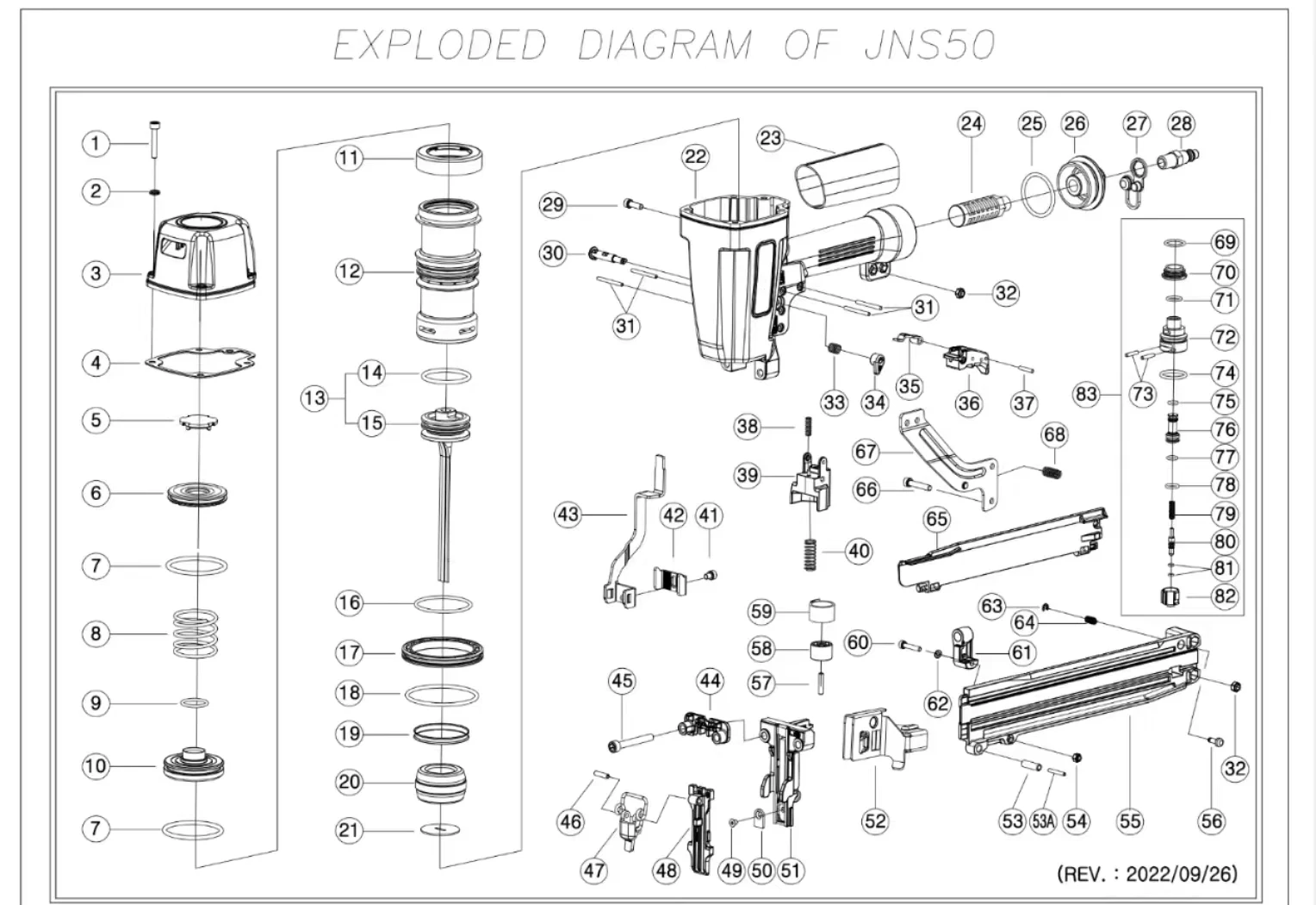 bostitch stapler parts diagram