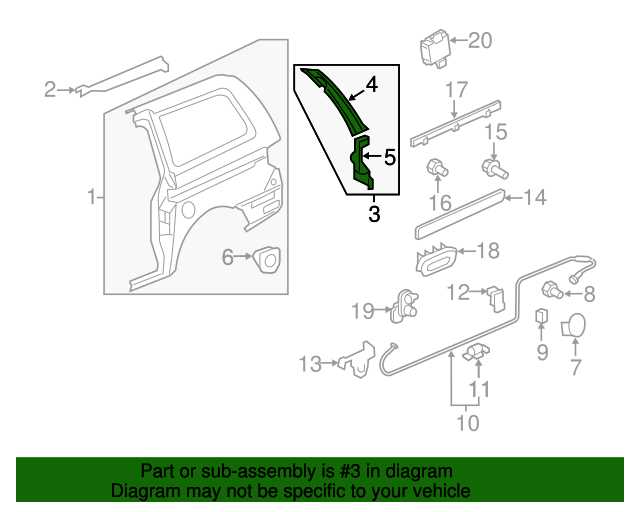 2006 honda odyssey sliding door parts diagram