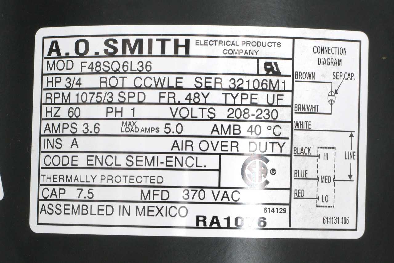 a. o. smith motor parts diagram