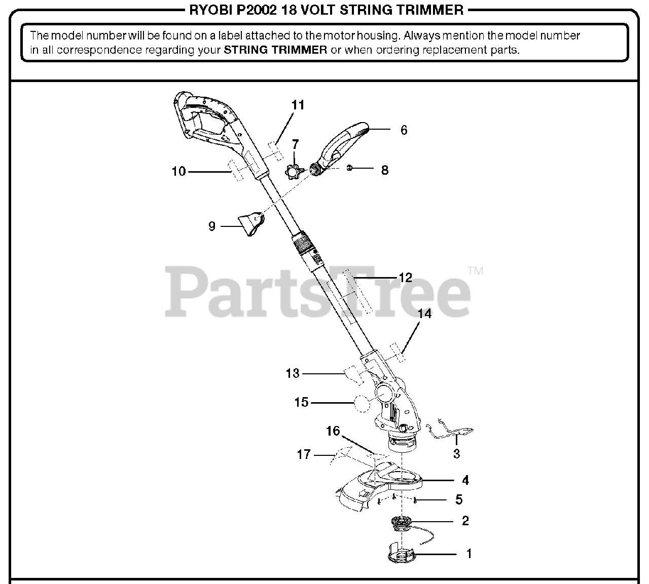 ryobi 18v trimmer parts diagram