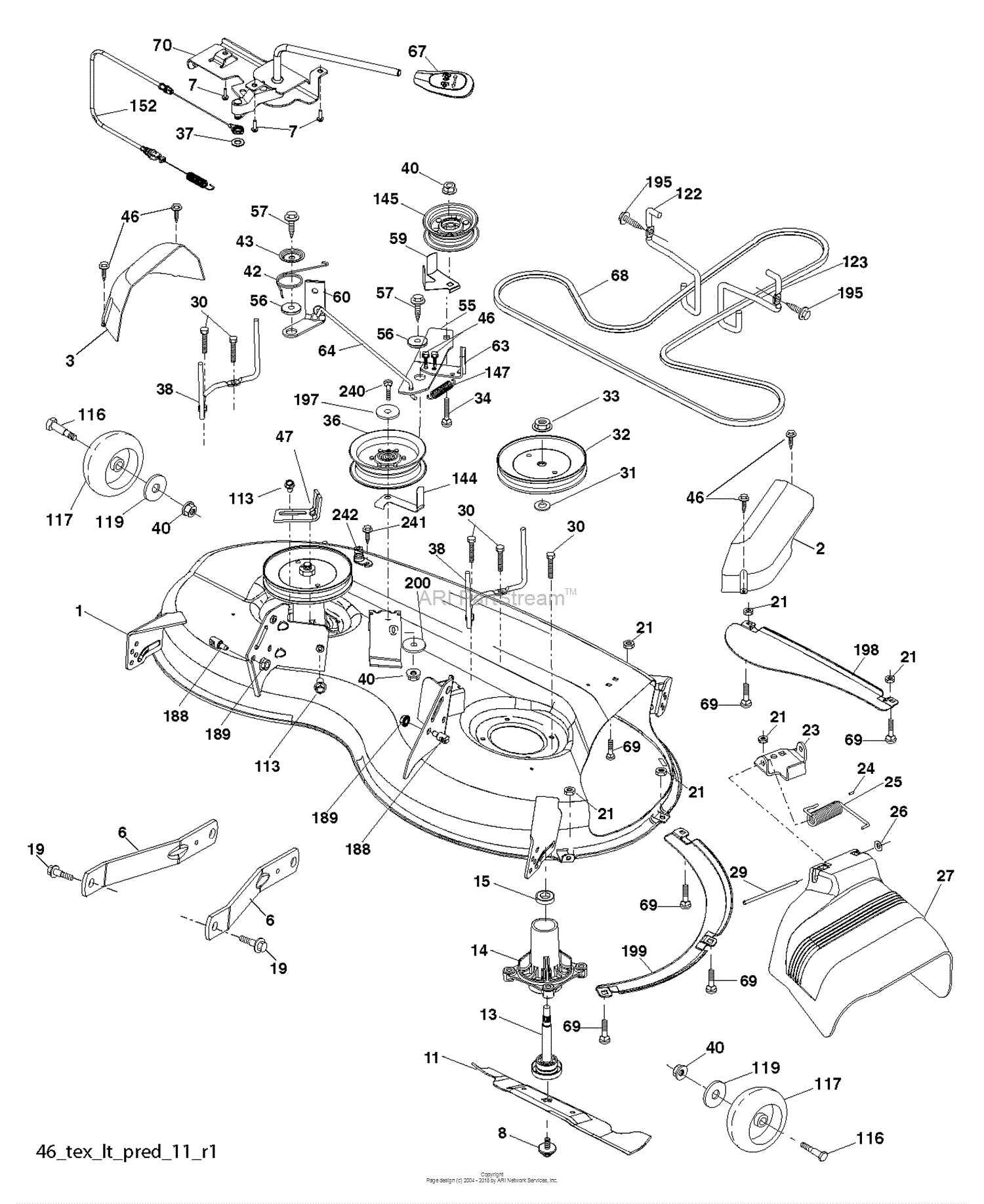 husqvarna yth22v46 deck parts diagram