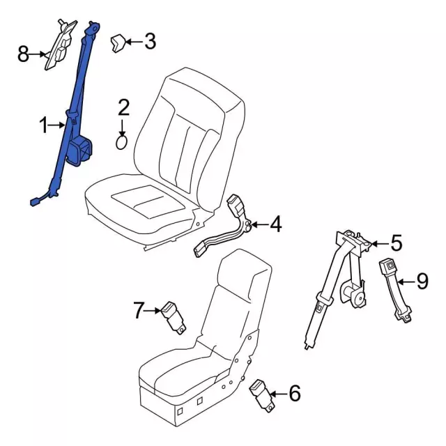 seat belt parts diagram