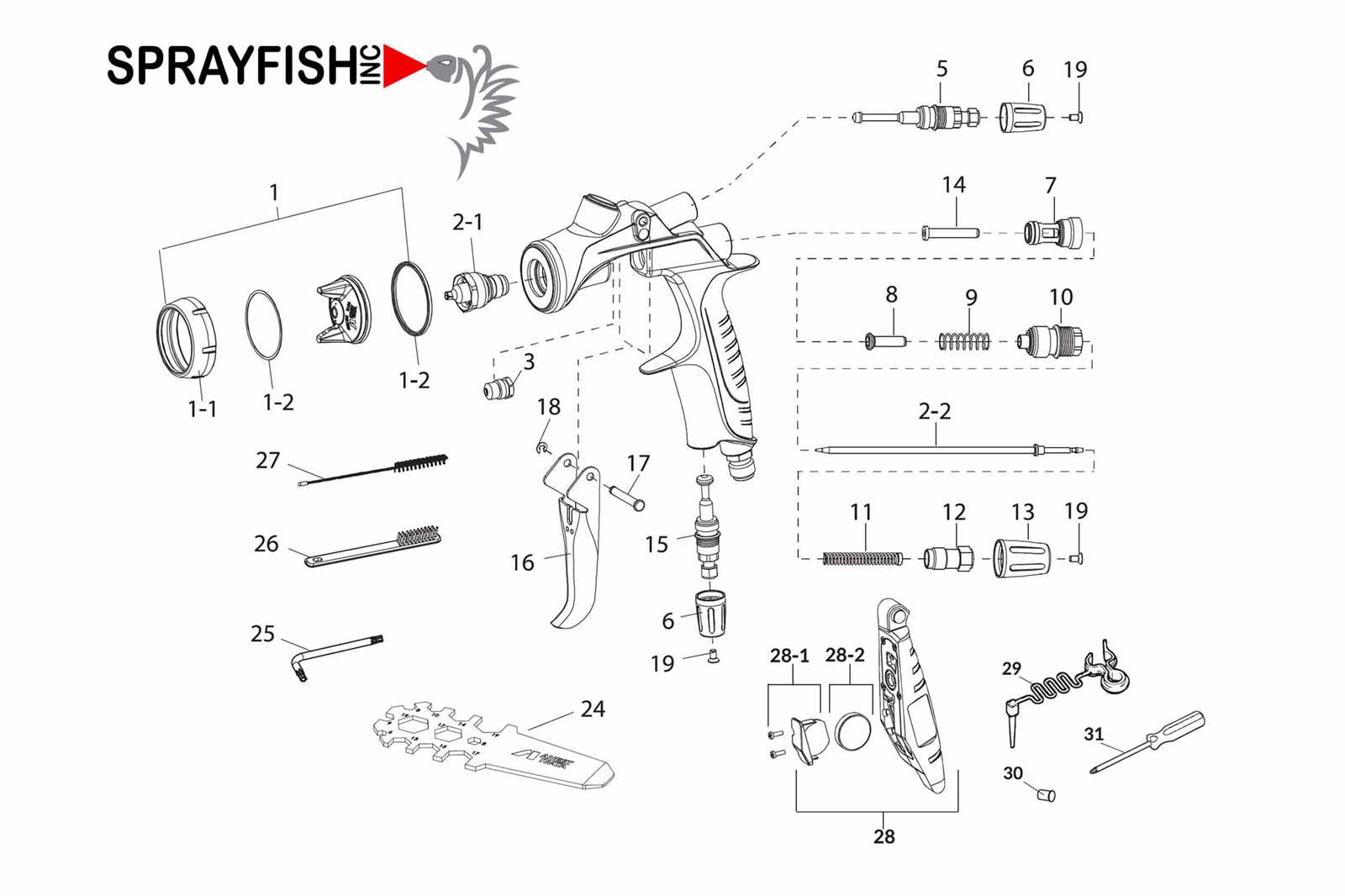 hvlp spray gun parts diagram