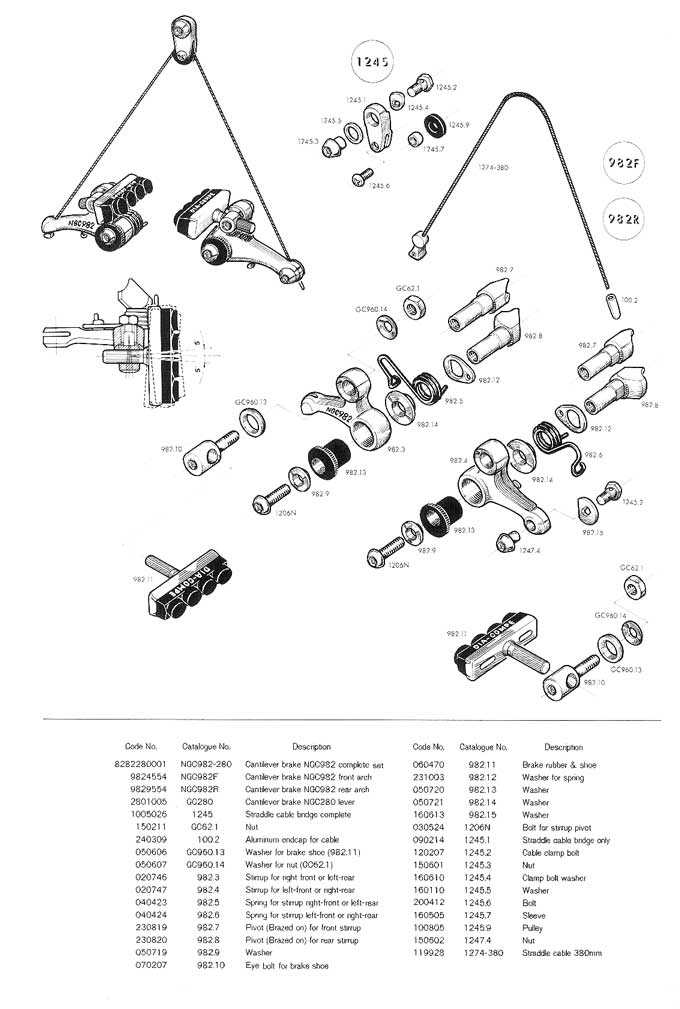 v brake parts diagram