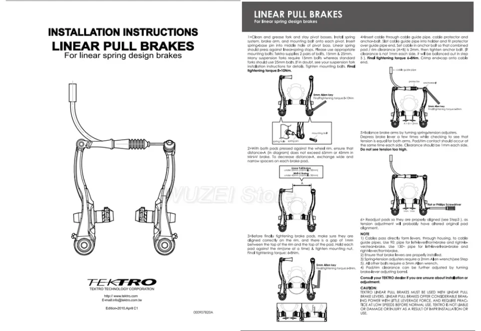 v brake parts diagram