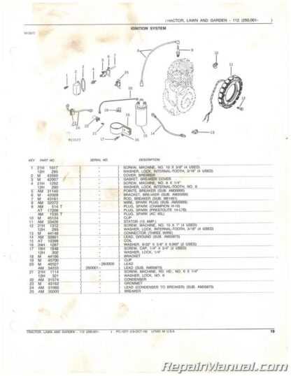 john deere 112 parts diagram