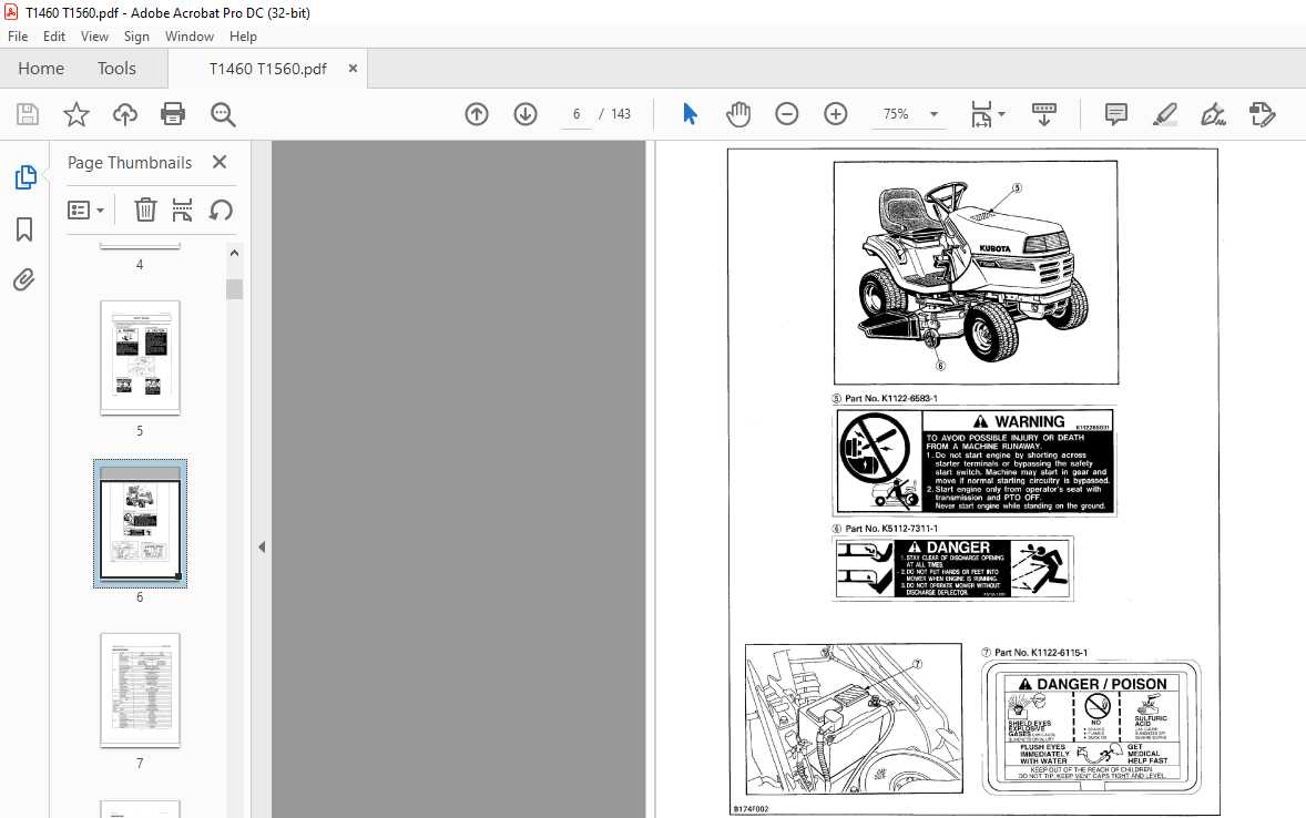 manual kubota t1560 parts diagram