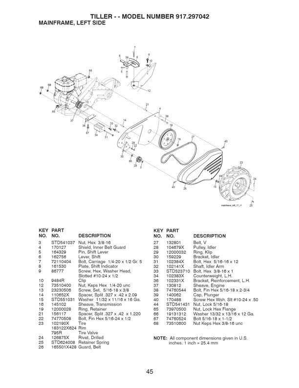 sears tiller parts diagram