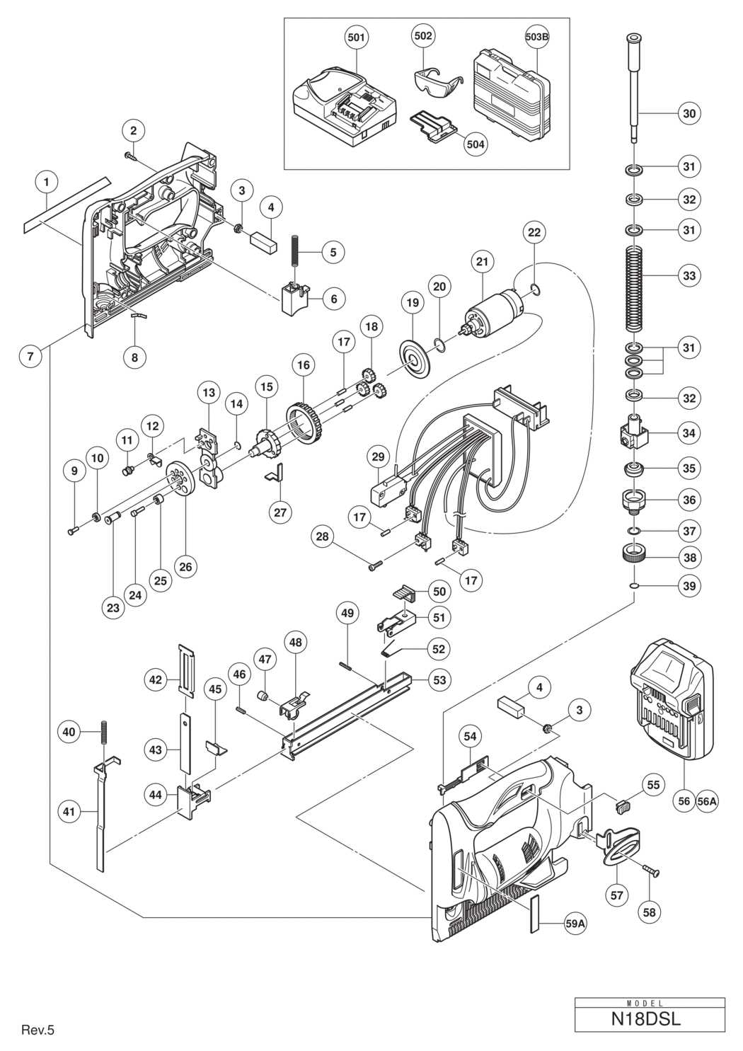 hitachi nail gun parts diagram