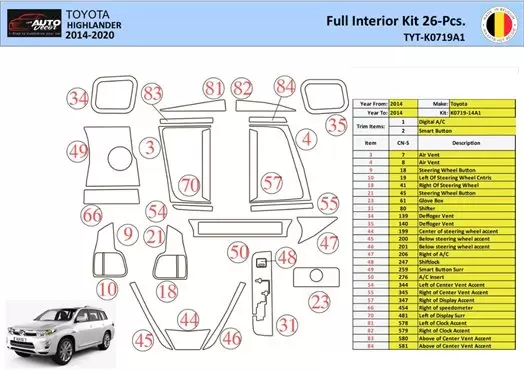 toyota corolla interior parts diagram