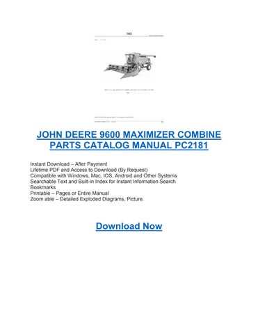 john deere 9600 parts diagram