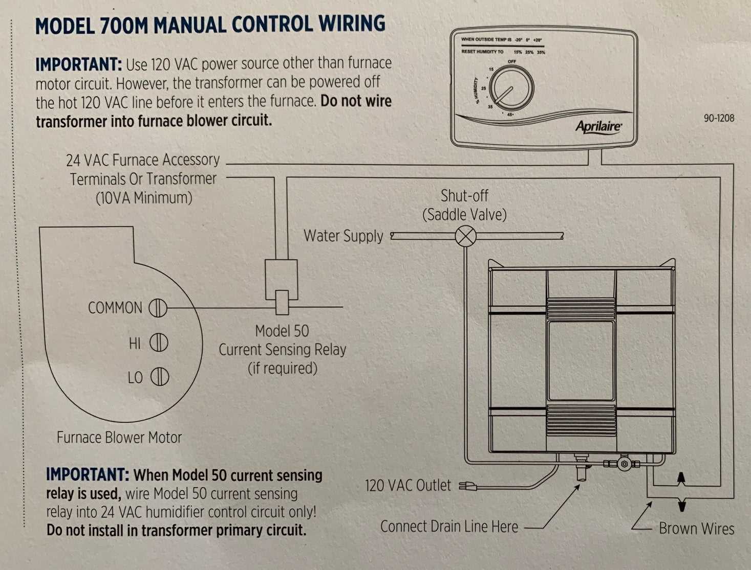 aprilaire 700 parts diagram