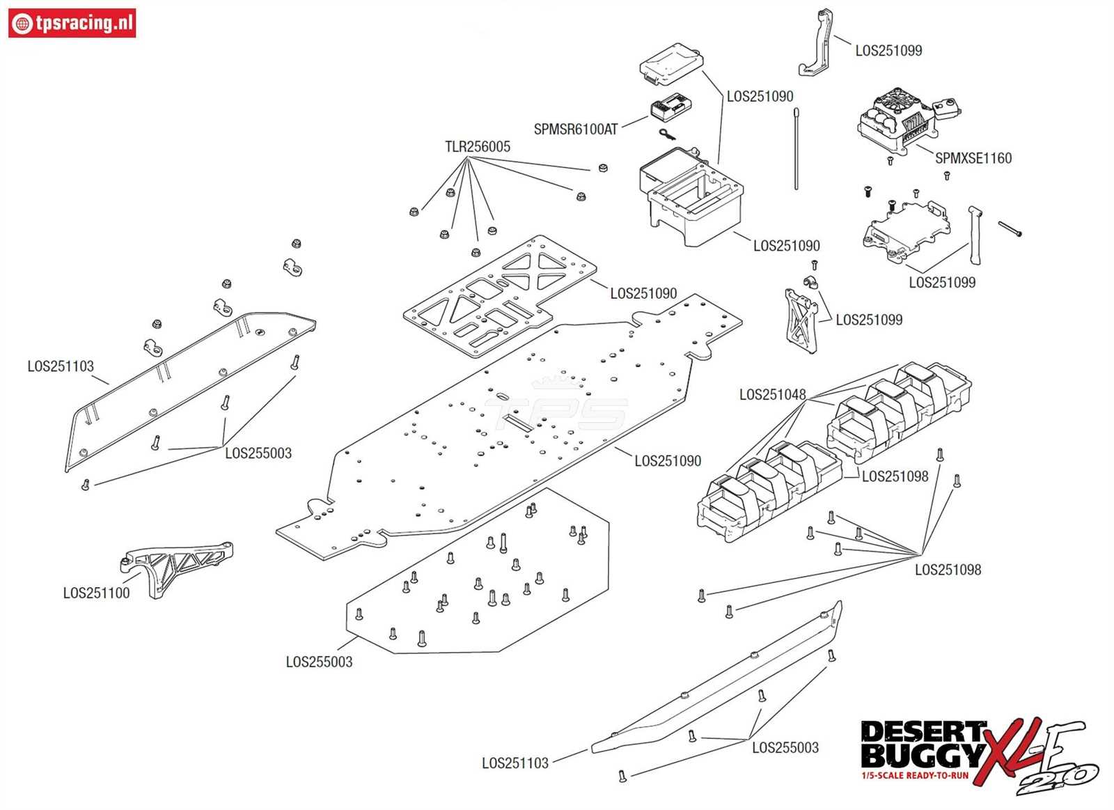 losi dbxl e 2.0 parts diagram