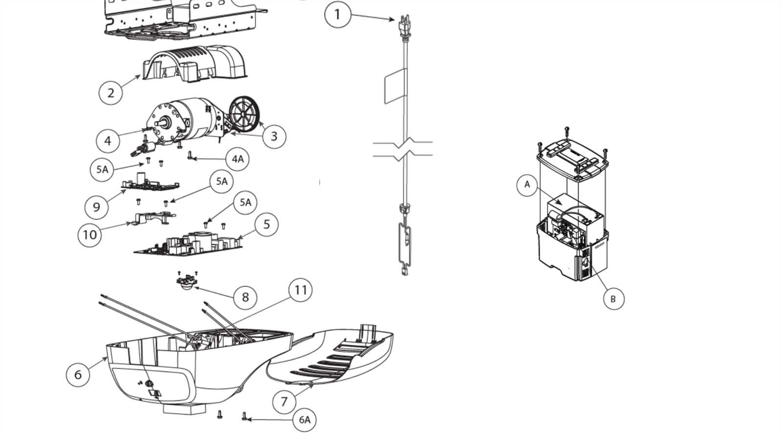 parts of garage door opener diagram