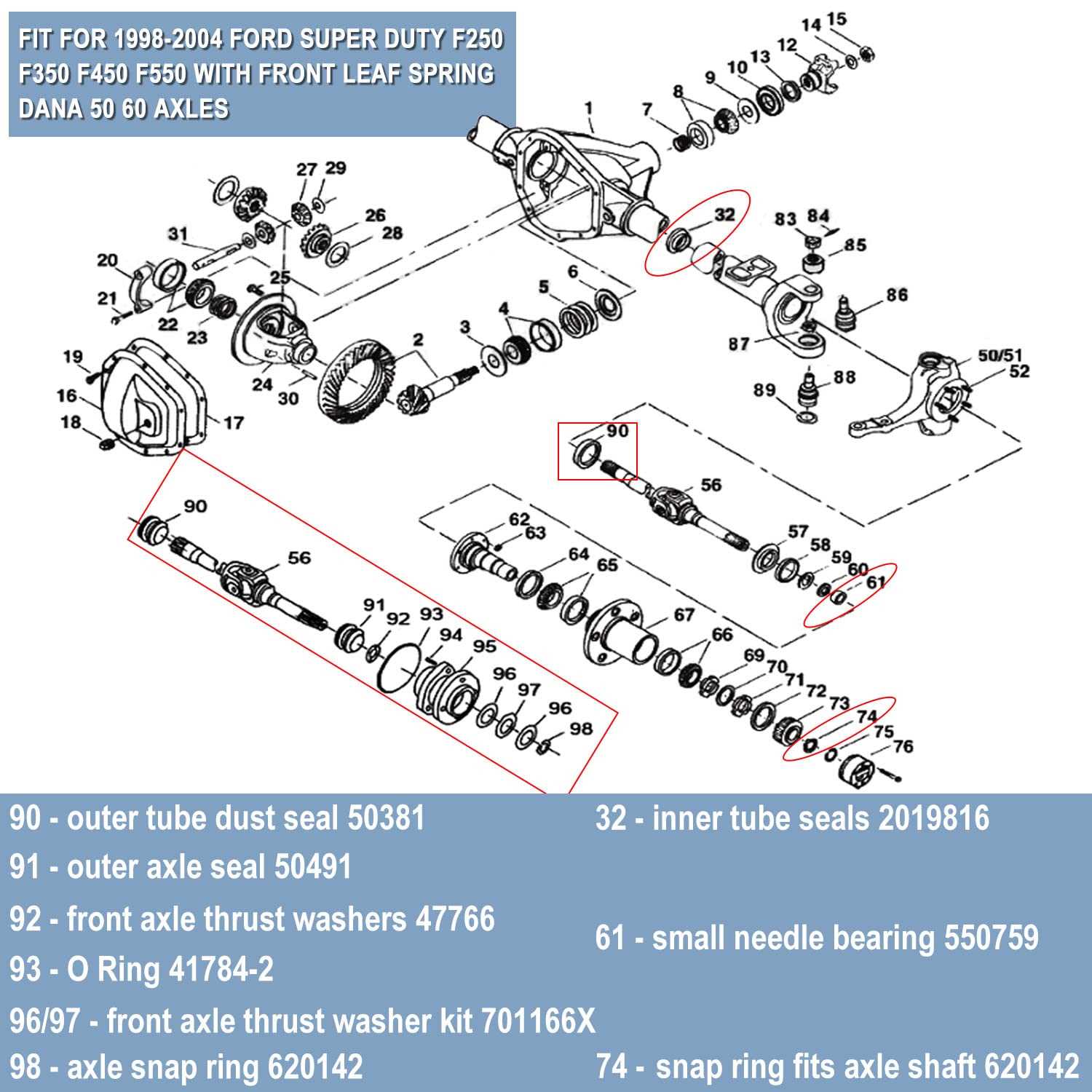 dana 60 parts diagram