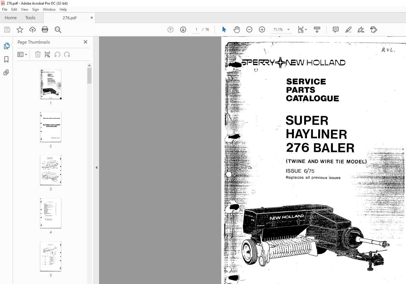 new holland baler parts diagram