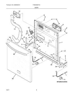 whirlpool dishwasher door parts diagram