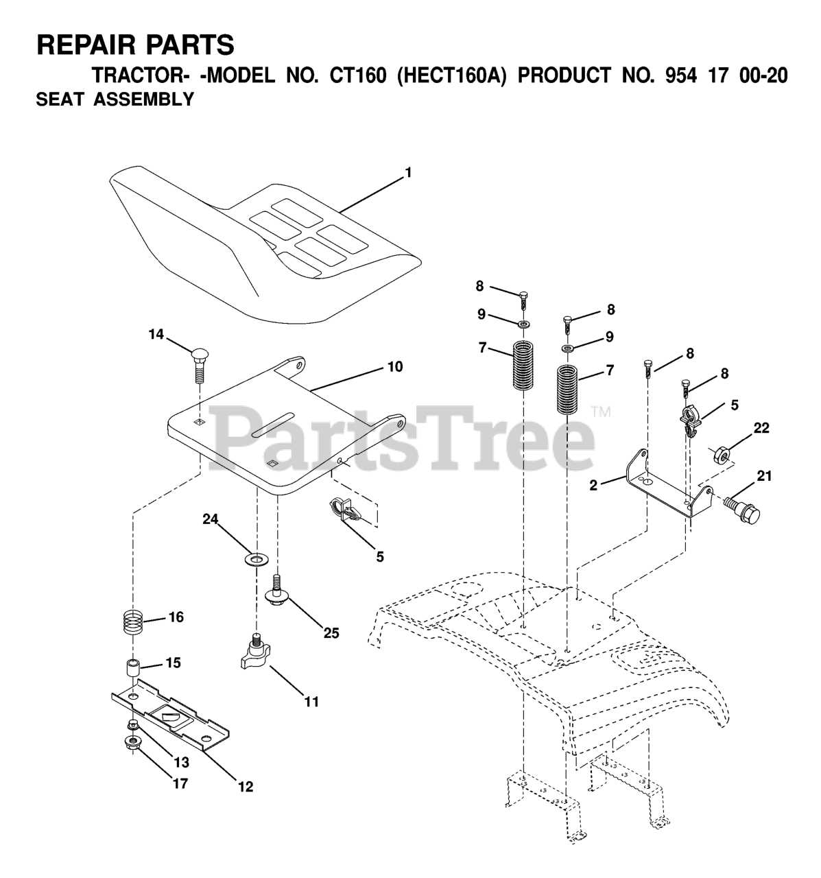 john deere 160 lawn tractor parts diagram