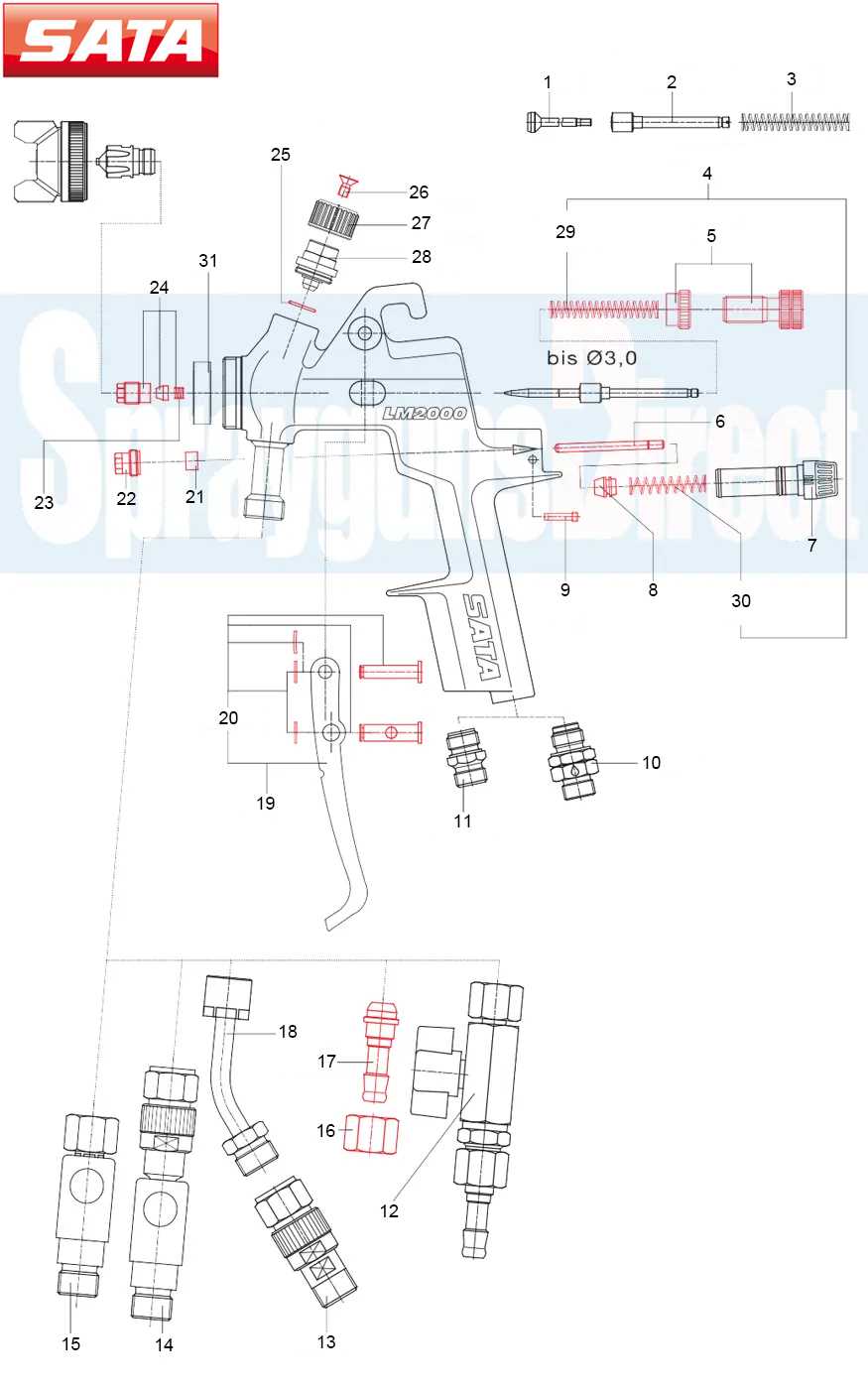 sata spray gun parts diagram