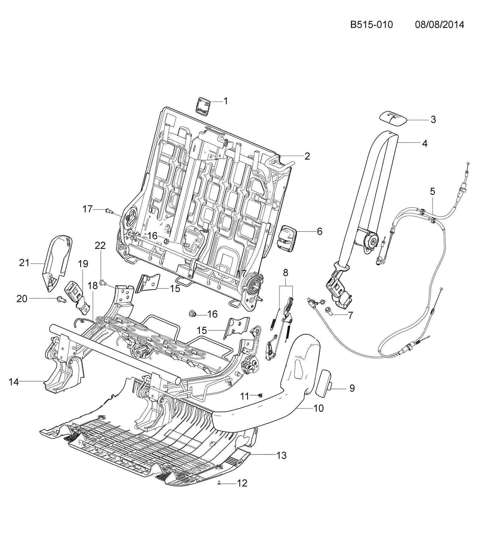 car seat parts diagram