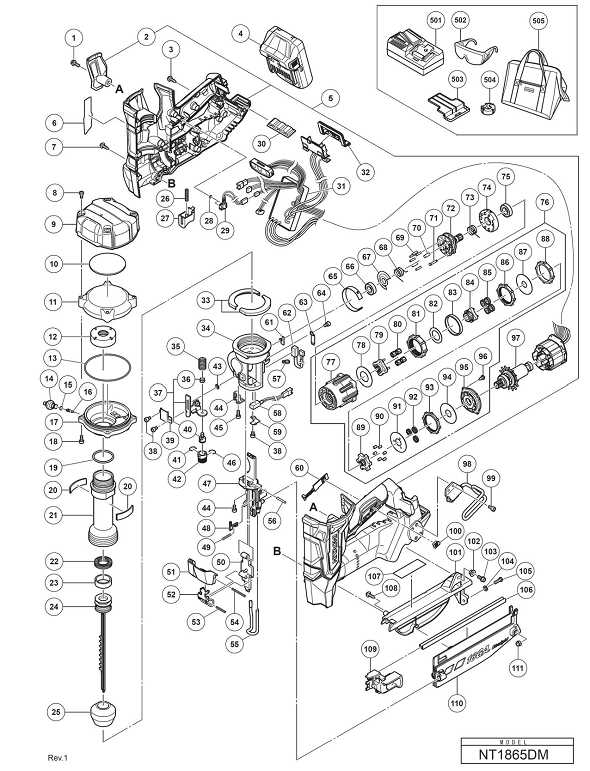 metabo nail gun parts diagram