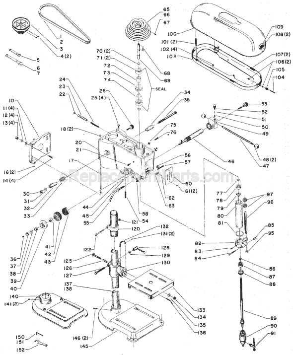 delta drill press parts diagram