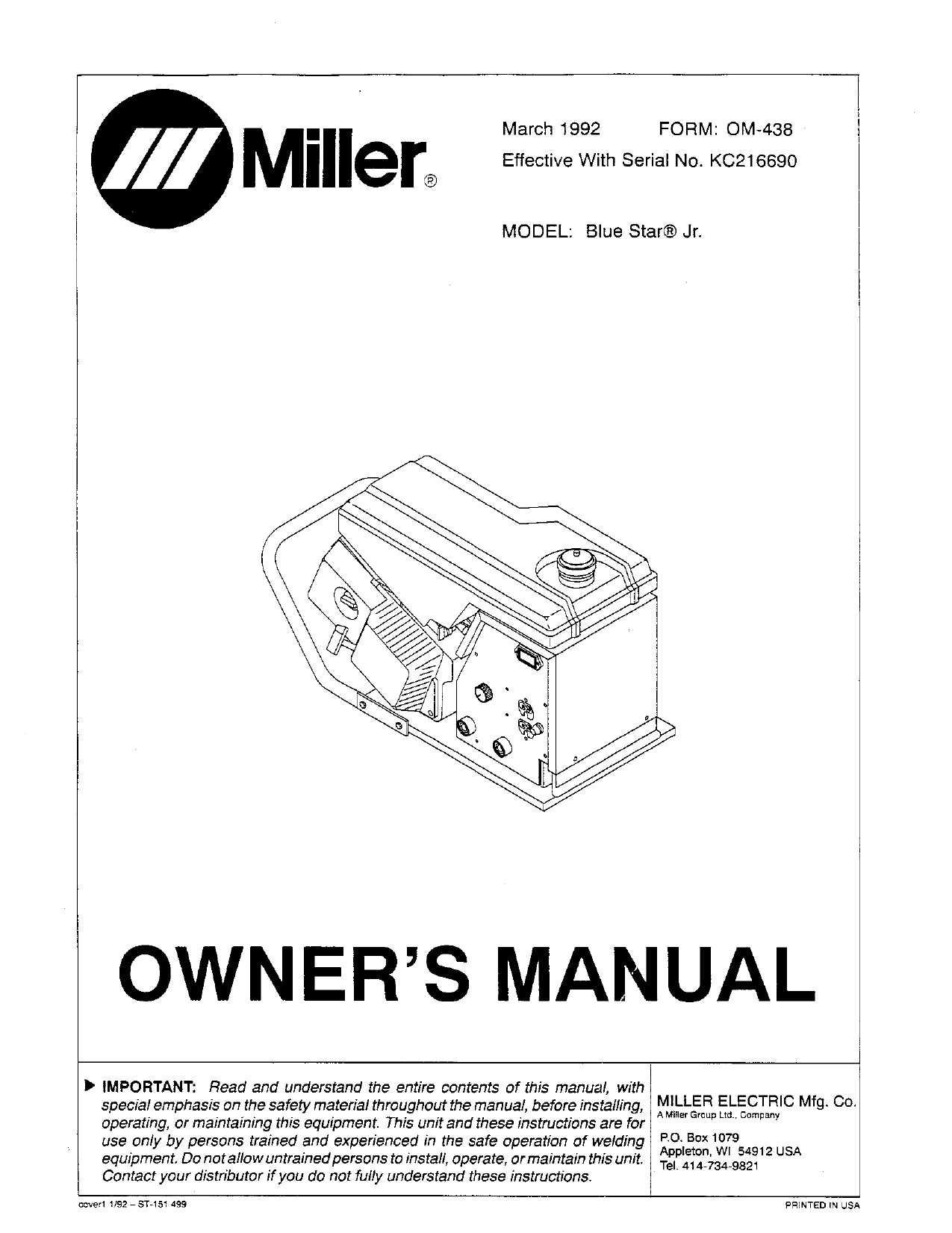 miller blue star 185 parts diagram