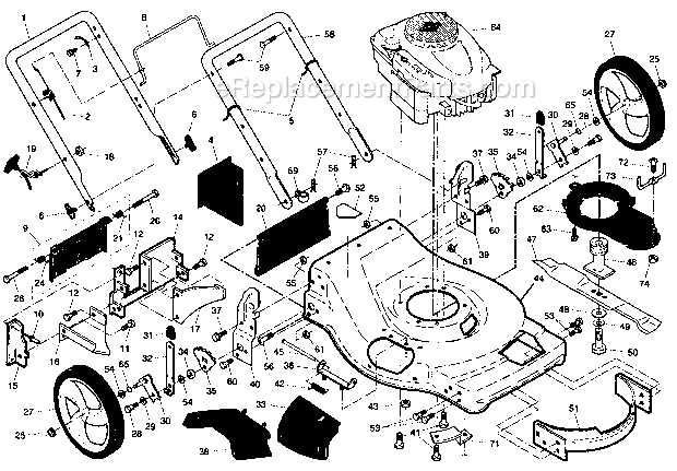 craftsman push mower parts diagram