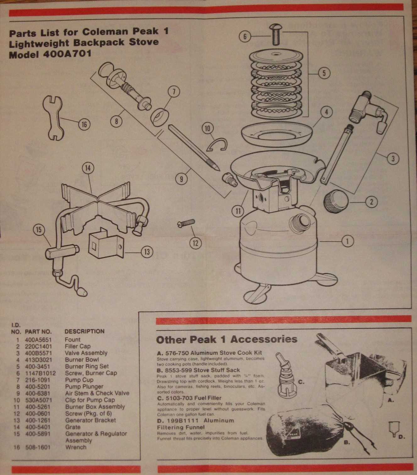 coleman parts diagram