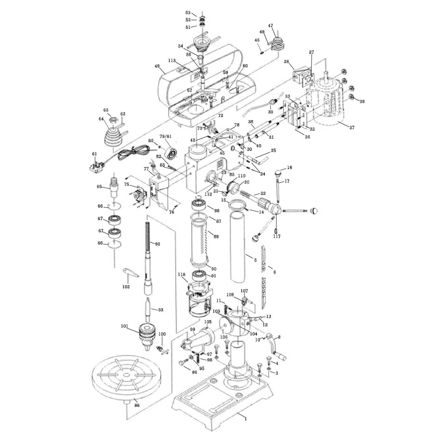 jet drill press parts diagram