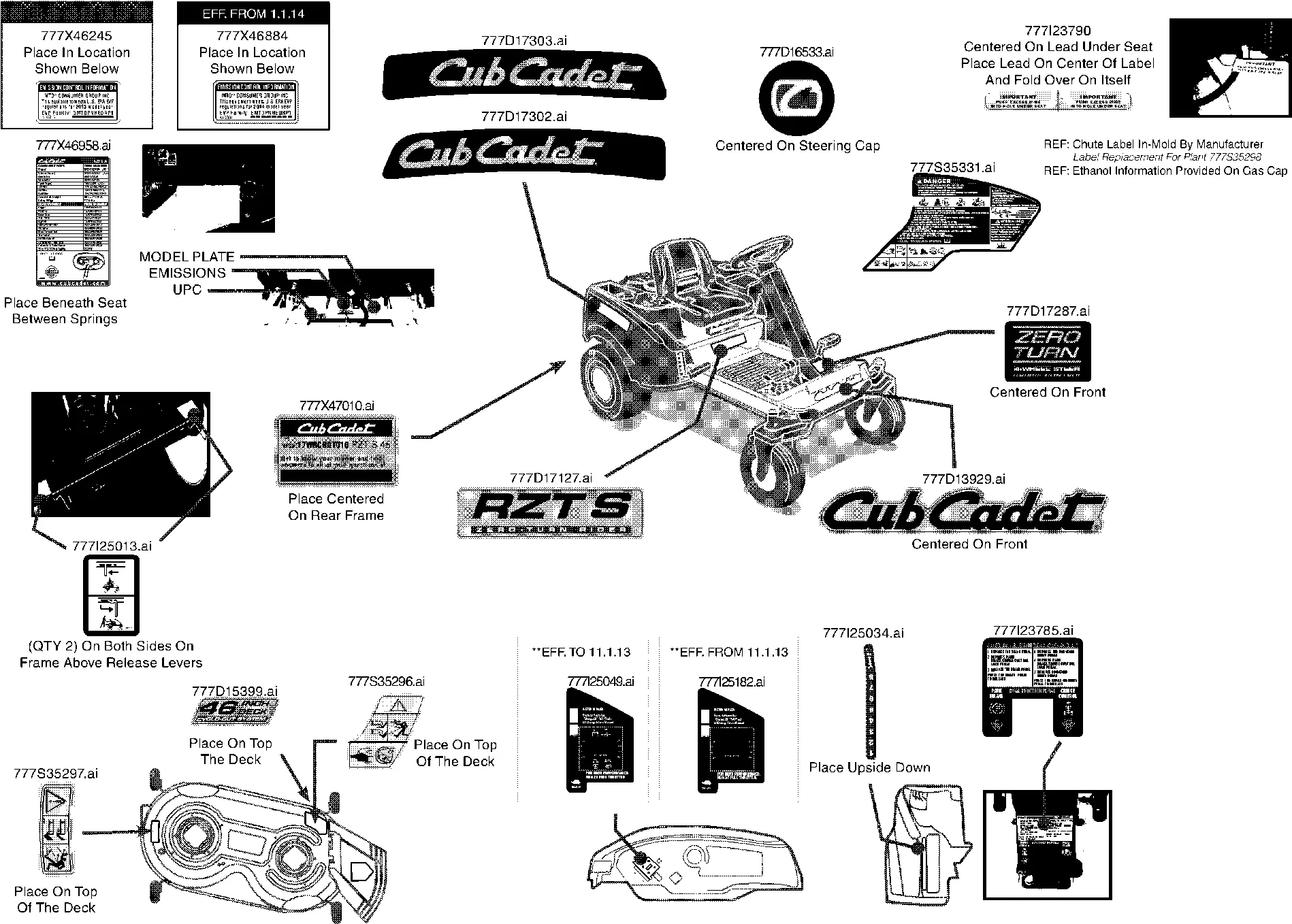 cub cadet rzt parts diagram